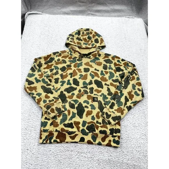 Boys Carhartt Yellow Camouflage Hoodie Pullover Sweatshirt Size L 14-16 - Picture 2 of 12